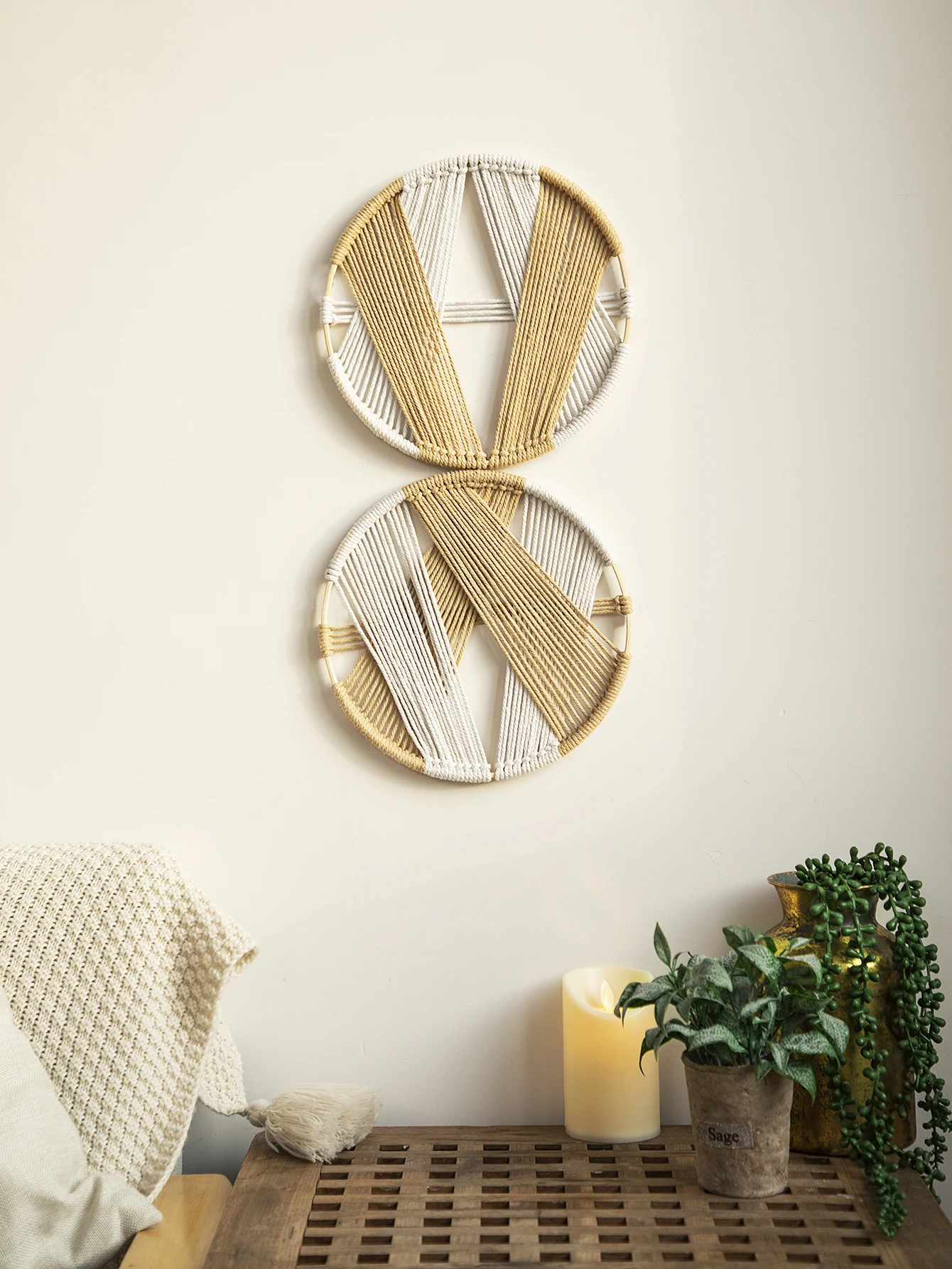 2 Pcs Dream Catcher Wall Hanging Macrame With Bamboo Boho Wall Decor Aesthetic Macrame Home Decorations Bedroom Living Room Gift