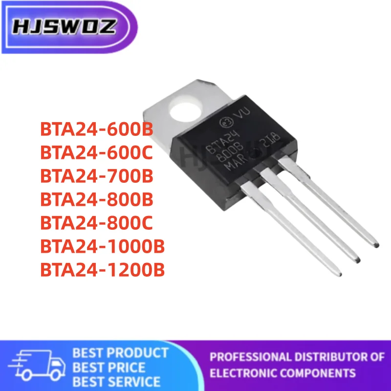 10Pcs BTA24-1200B BTA24-600C BTA24-800C BTA24-800B BTA24-1000B BTA24-700B BTA24-600B BTA24 TO-220 NEW