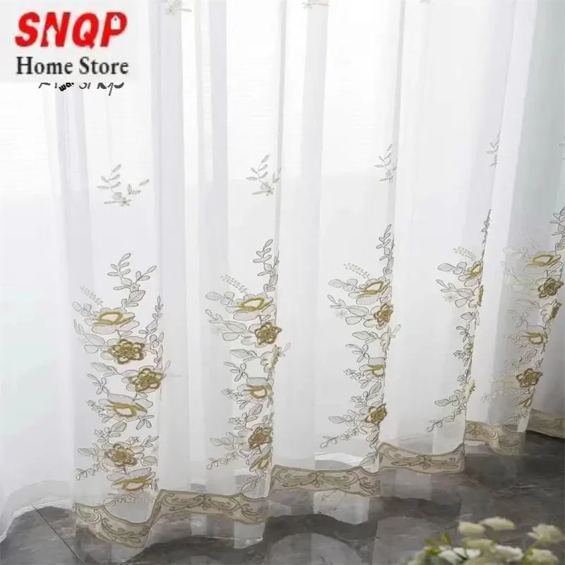 New Embroidered Korean Style Garden Small Fresh Bay Window Balcony Custom Decoration Curtains for Living Dining Room Bedroom