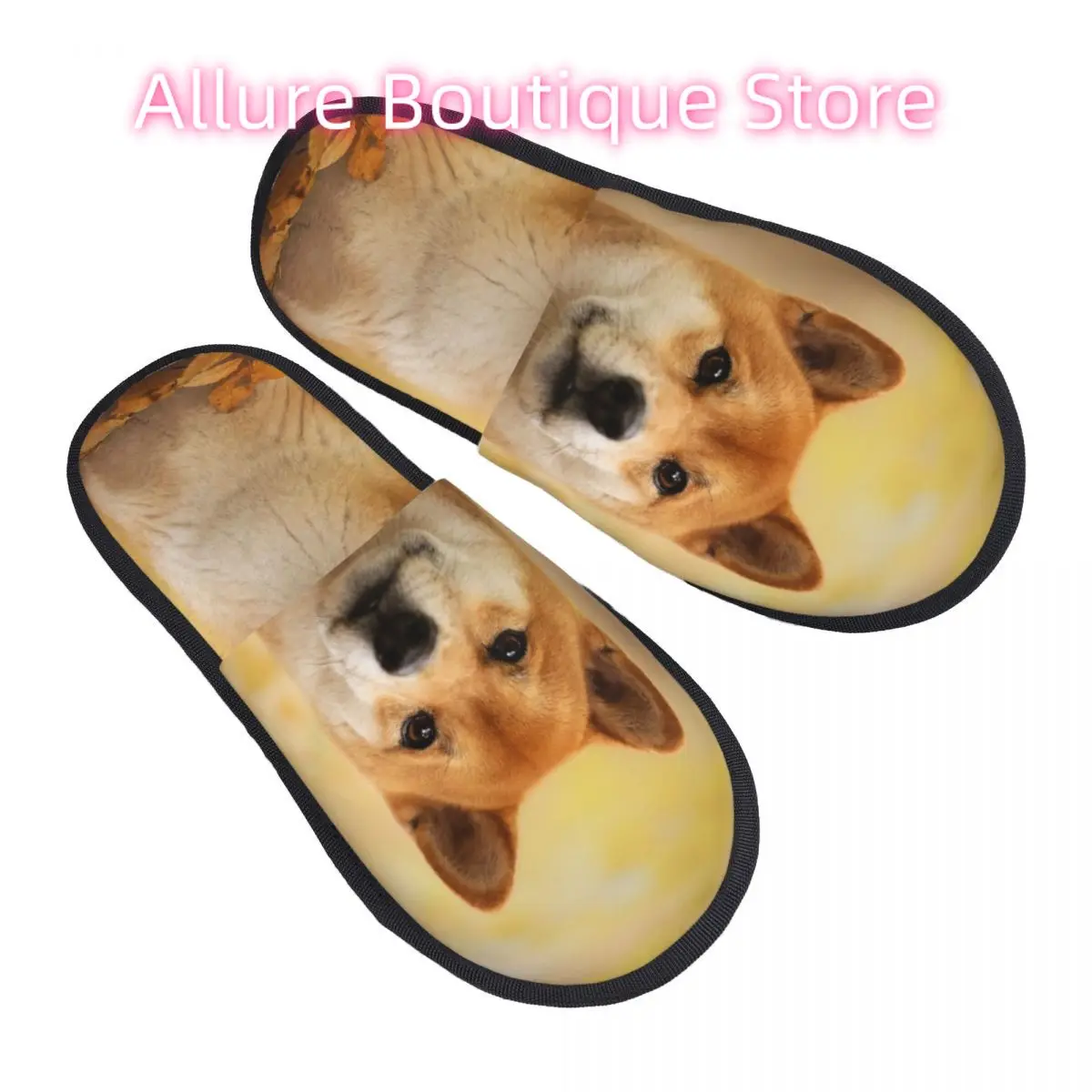 

Милые гостевые тапочки с собакой Шиба-ину для спа-женщин, домашние тапочки с животным узором на заказ