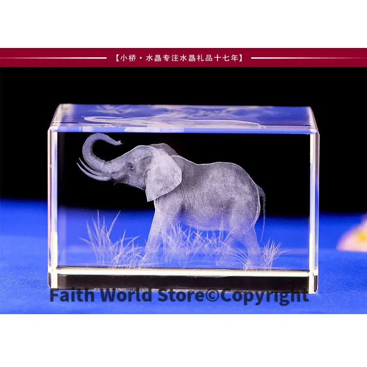 

Efficacious HOME family Talisman- TOP COOL animal Elephant FENG SHUI Figurine 3D Crystal statue -