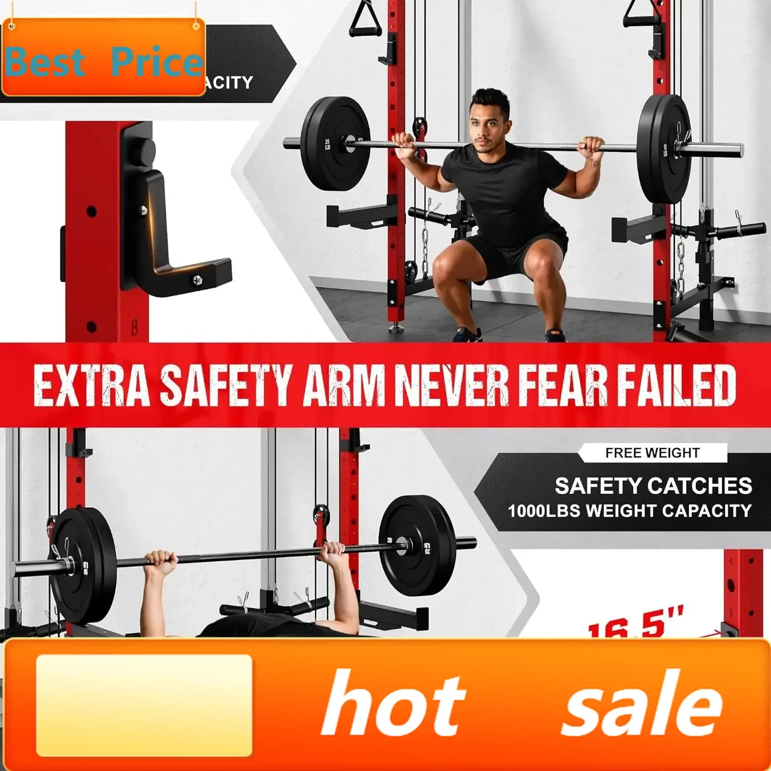 

Популярная складная стойка для приседаний WM3-V4, настенная силовая стойка с двойной независимой роликовой системой, функциональный тренажер