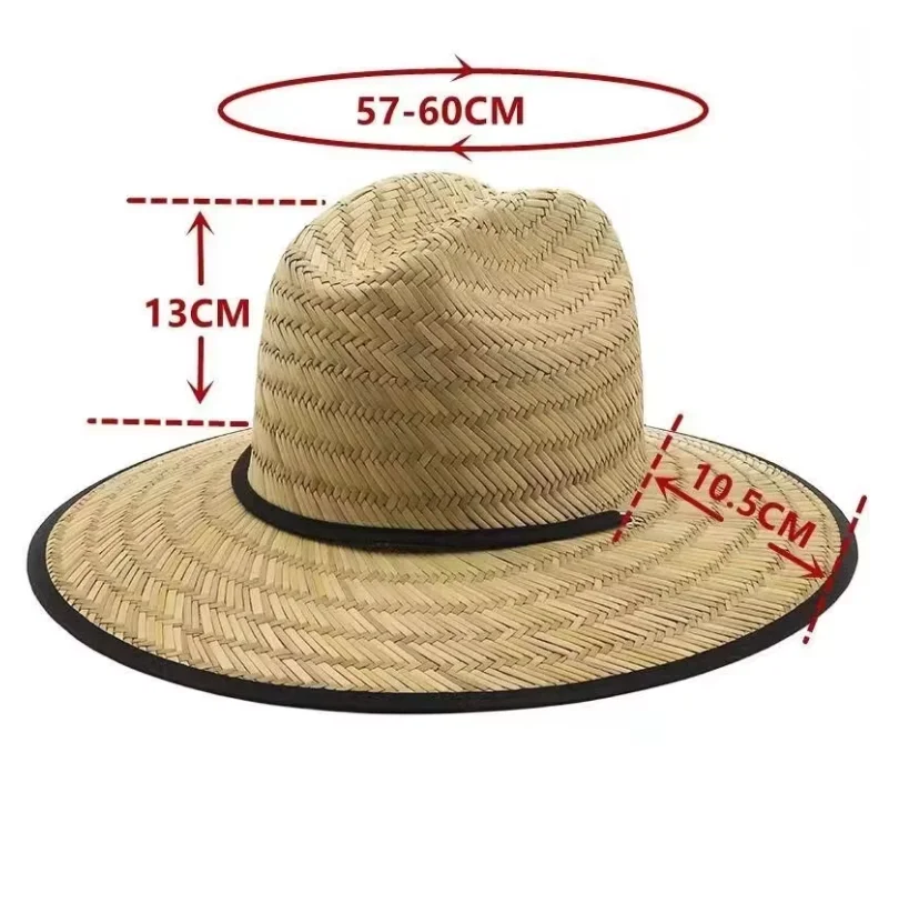 Classic Handwork Women Men Lifeguard Hat Straw Summer Beach Sun hat Outdoor Summer Wide Brim Panama Straw Womens Summer Hat