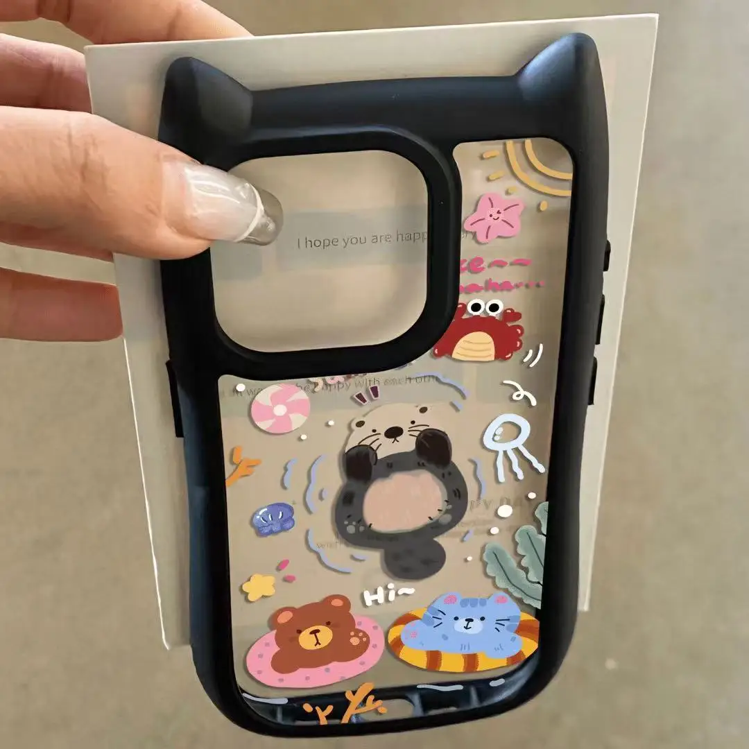 

Cat's Ears Cute Mizuse Phone Case For iPhone 16 15 14 13 12 11 Pro XS Max 7 8 Plus Advanced Y2K Minimalist Phone Case