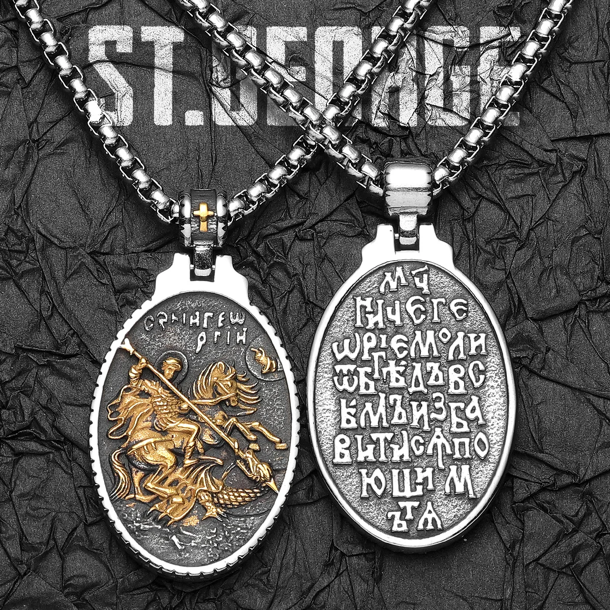

St.George Slaying Dragon Stainless Steel Men Necklaces Pendant Chain Punk For Women Fashion Jewelry Gifts Wholesale Dropshiping
