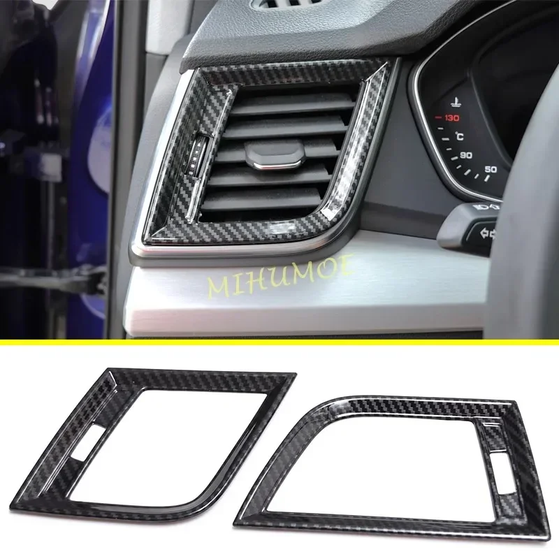 LHD Carbon Fiber Car Dashboard Side Air Vent Cover Trim For 2017-2024 Audi Q5 FY SQ5 Sportback 2023 2022 2021 2020 2019 2018