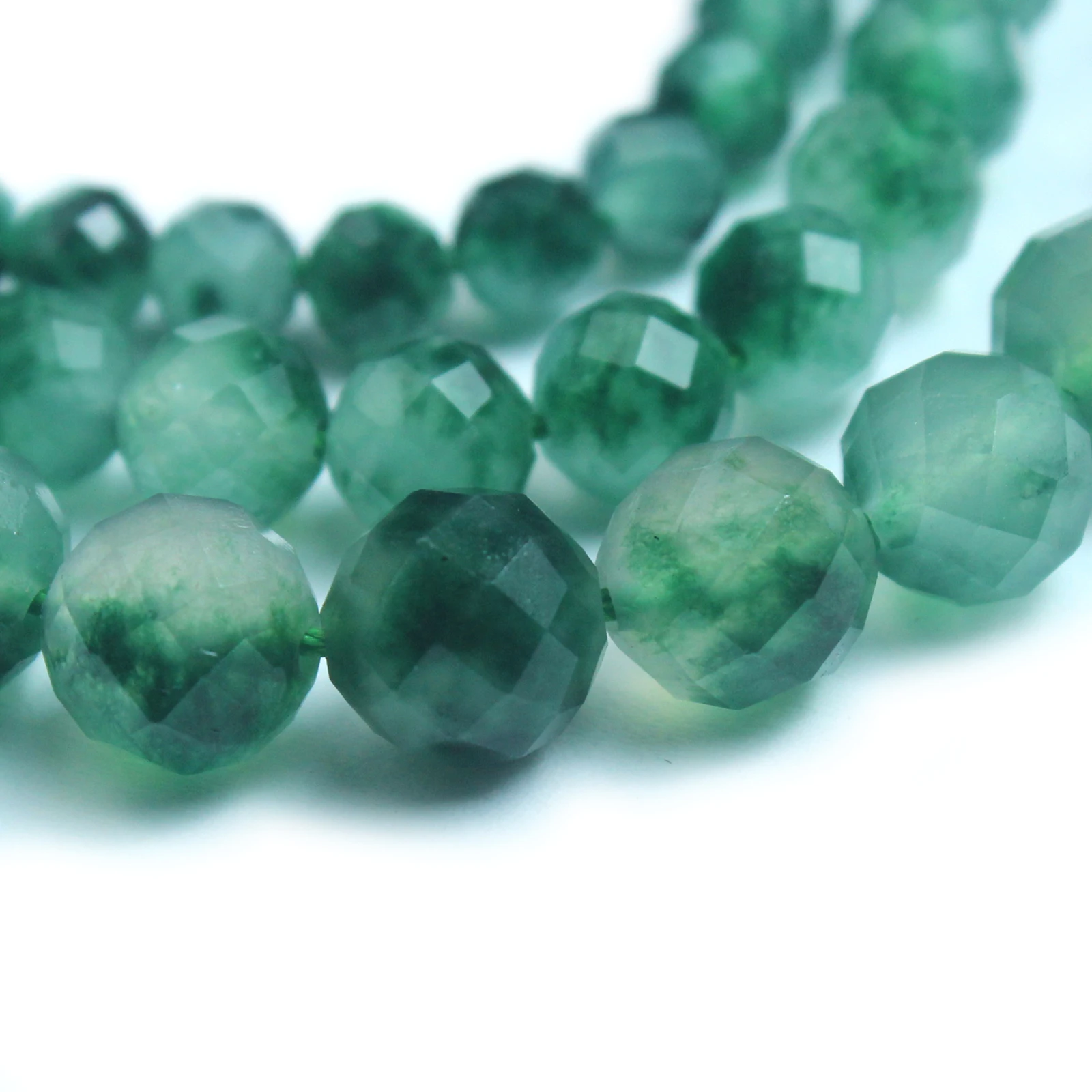 Natural Stone Green Jades Beads With Cut Surfaces for Jewelry Making Strand DIY Bracelet Necklace Jewelry Loose Beads 6/810mm view 3