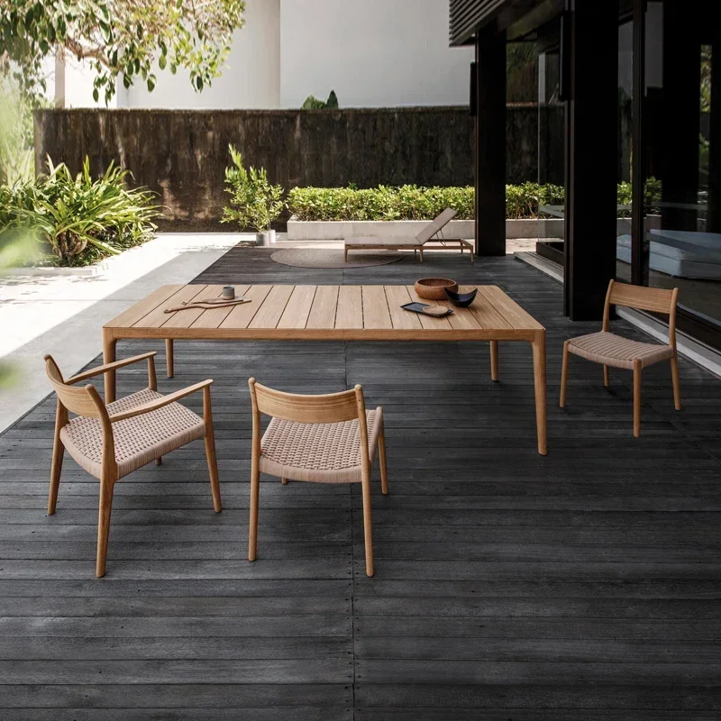 

Outdoor rattan sofa solid wood courtyard villa garden rain-proof and sun-proof leisure