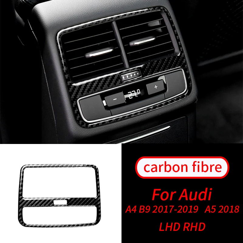 

For Audi A4 B9 A5 17-19 Real Carbon Fiber Car Rear Air Condition Decoration Air Outlet Panel Cover Trim Interior Auto Accessorie