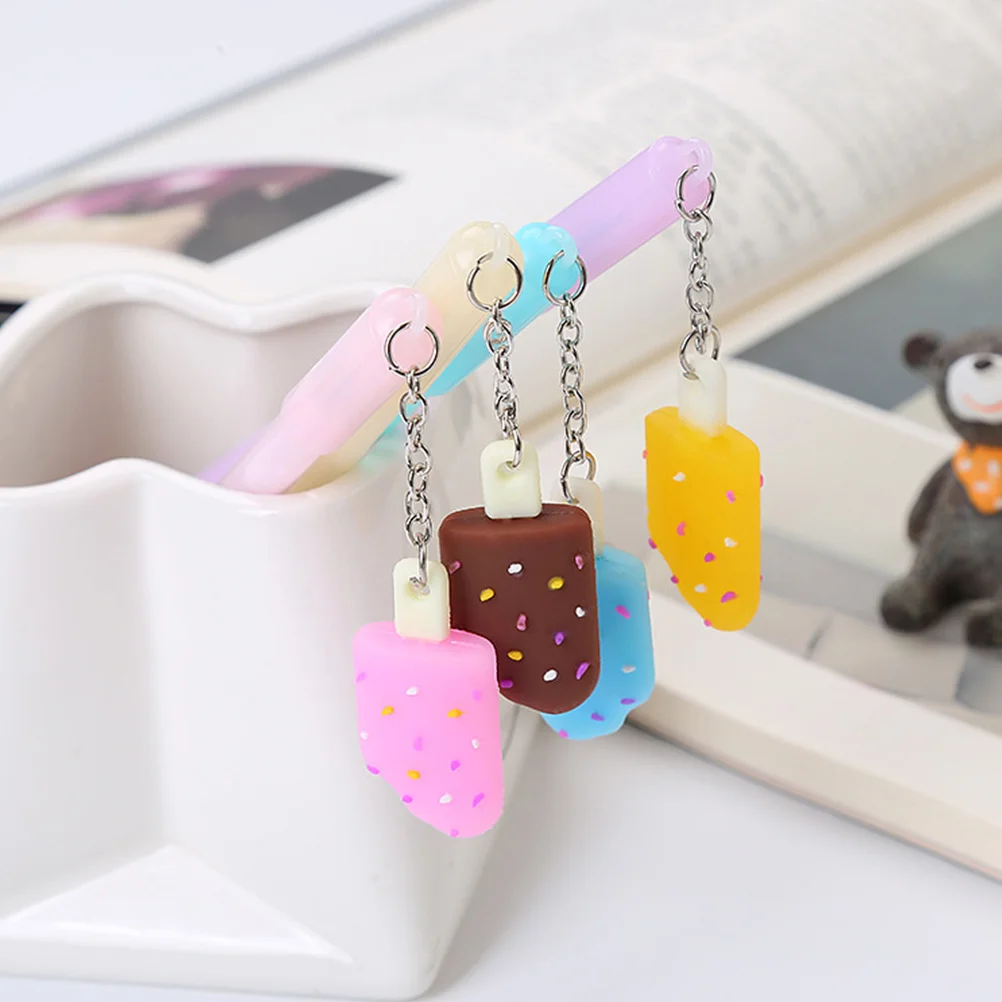 

10 pcs Hanging Pendant Pen Chocolate Gel For Writing Drawing Office School Stationery Lovely Design Ice Cream Ink Pens Student
