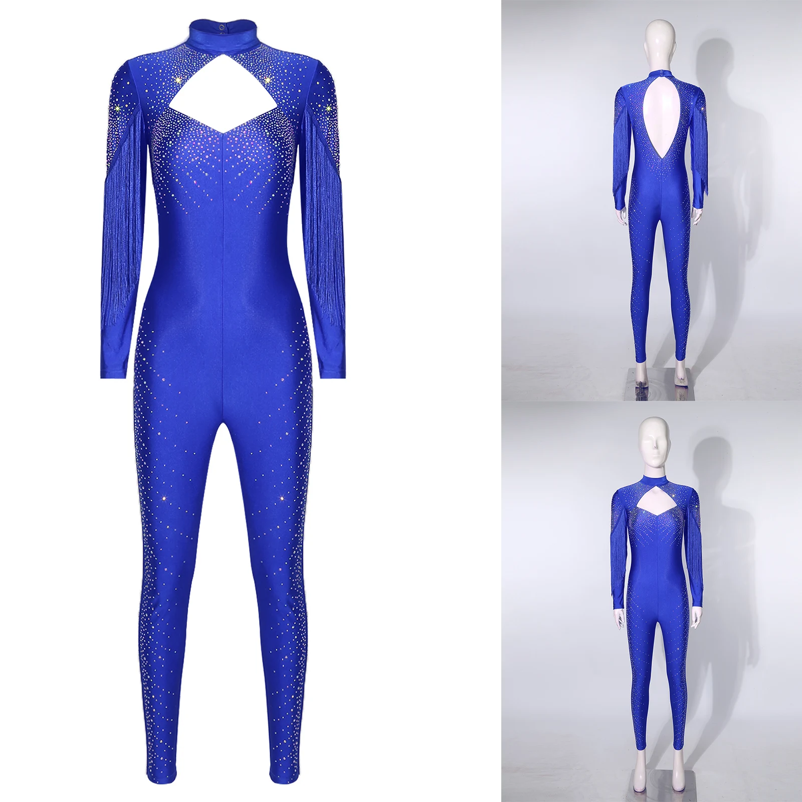 

Women Slim Fit Figure Skating Glittery Dance Jumpsuit Leggings for Gymnastics Acrobatics Ballet Dancing Performance Bodysuits