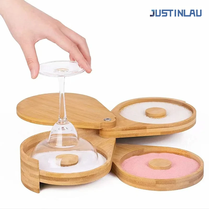 

Bamboo 3 Tier Rotating Salt Rimmer Box Seasoning Jar Salt Dipper Sugar Rim Box Juice Cocktail Seasoning Box Bartender Tool Box