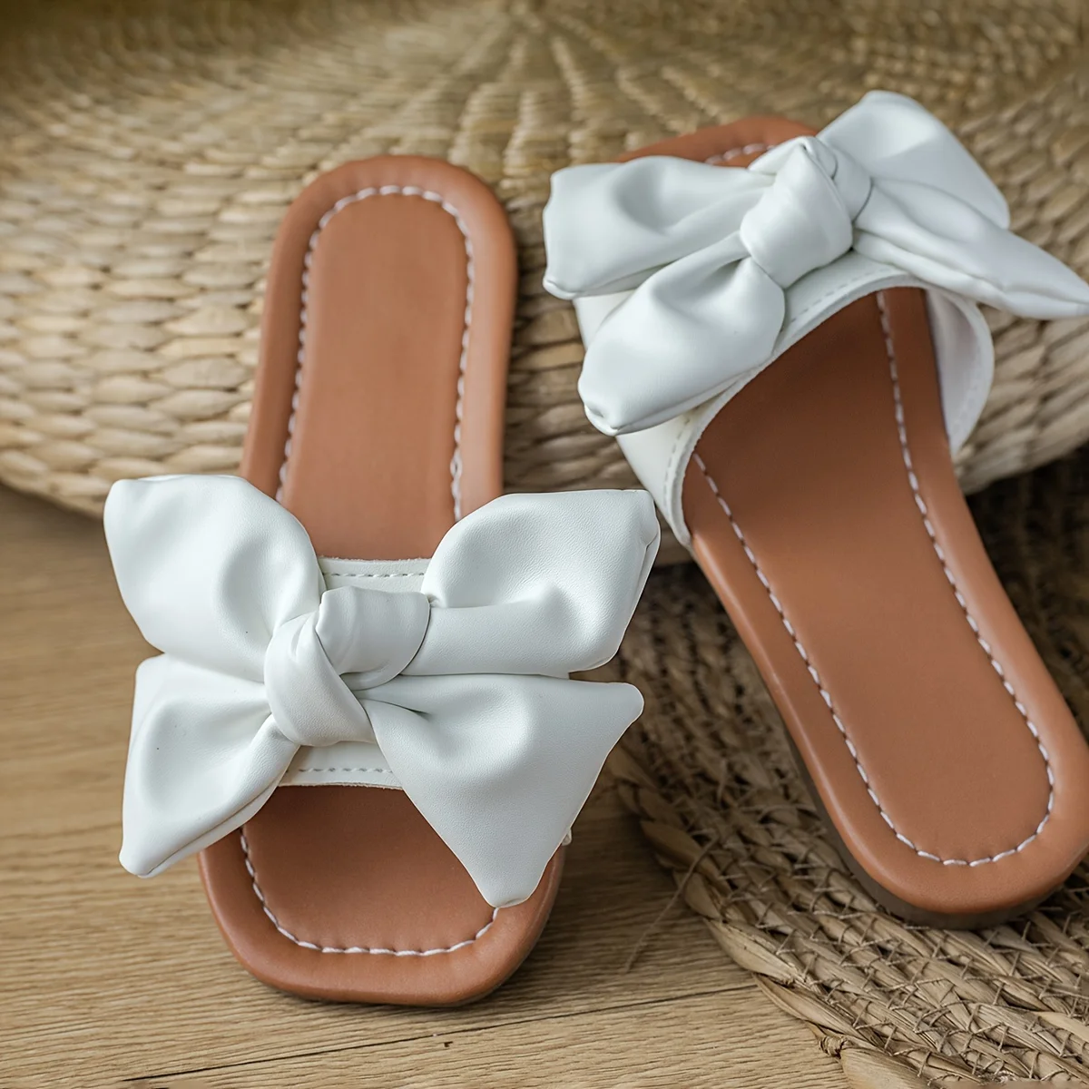 Girls' Princess Slippers, Summer Fashion, White Versatile Bow-Knot Slippers