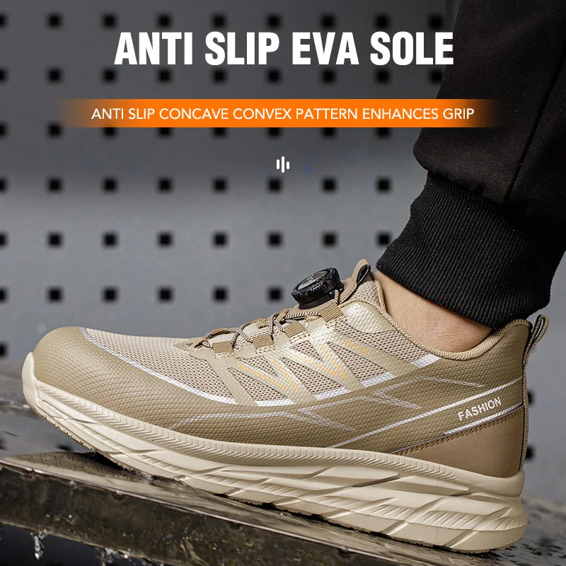Industrielle ultraleichte Sicherheitsschuhe, Stahlkappenschuhe, Drehknopfschuhe, Schutzschuhe für die Arbeit, stichfeste Bauschuhe_voghion.com