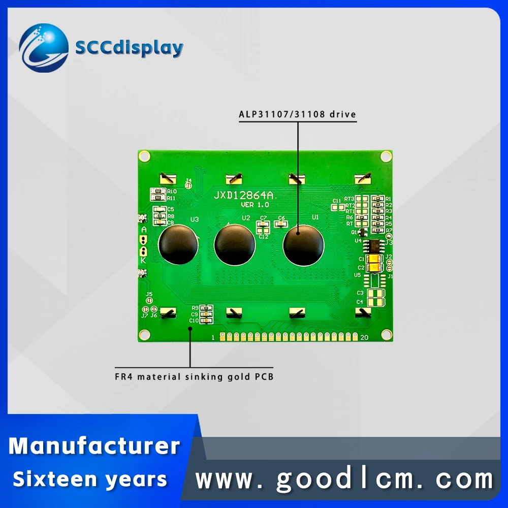 High-contrast LCD12864 liquid crystal display JXD12864A 128X64 graphic dot matrix type LCM display module AIP31107/31108 driver
