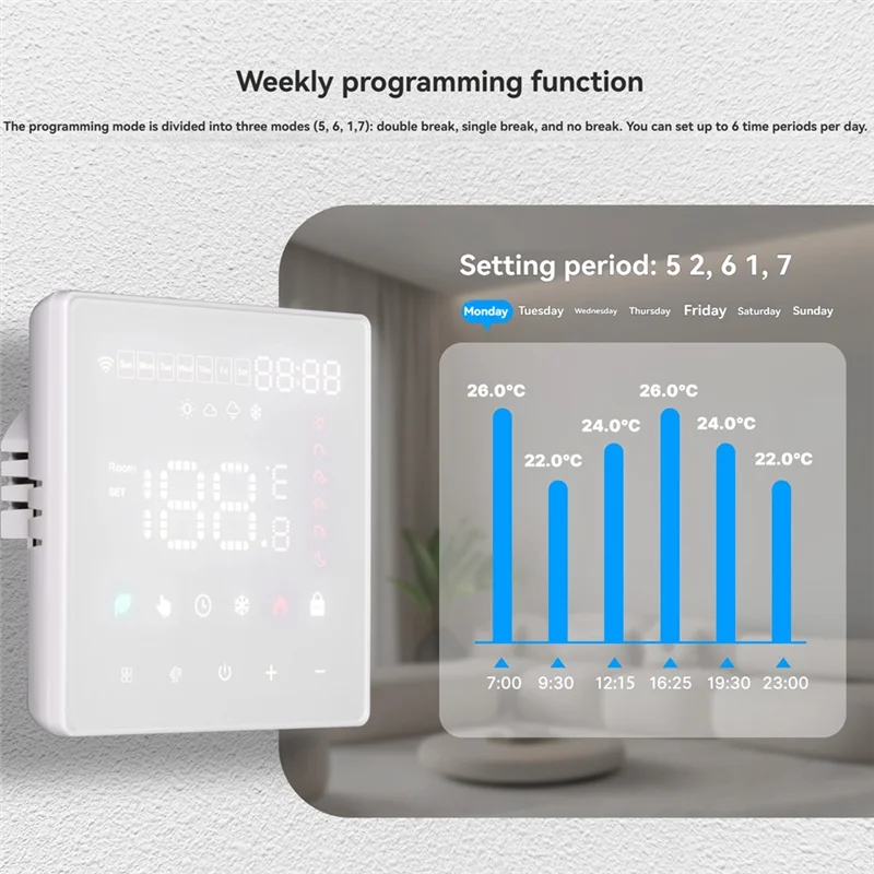 

LBER Tuya Wifi Thermostat Smart Electric Floor Heating Temperature Controller Switch Support APP Remote Alexa Voice Control