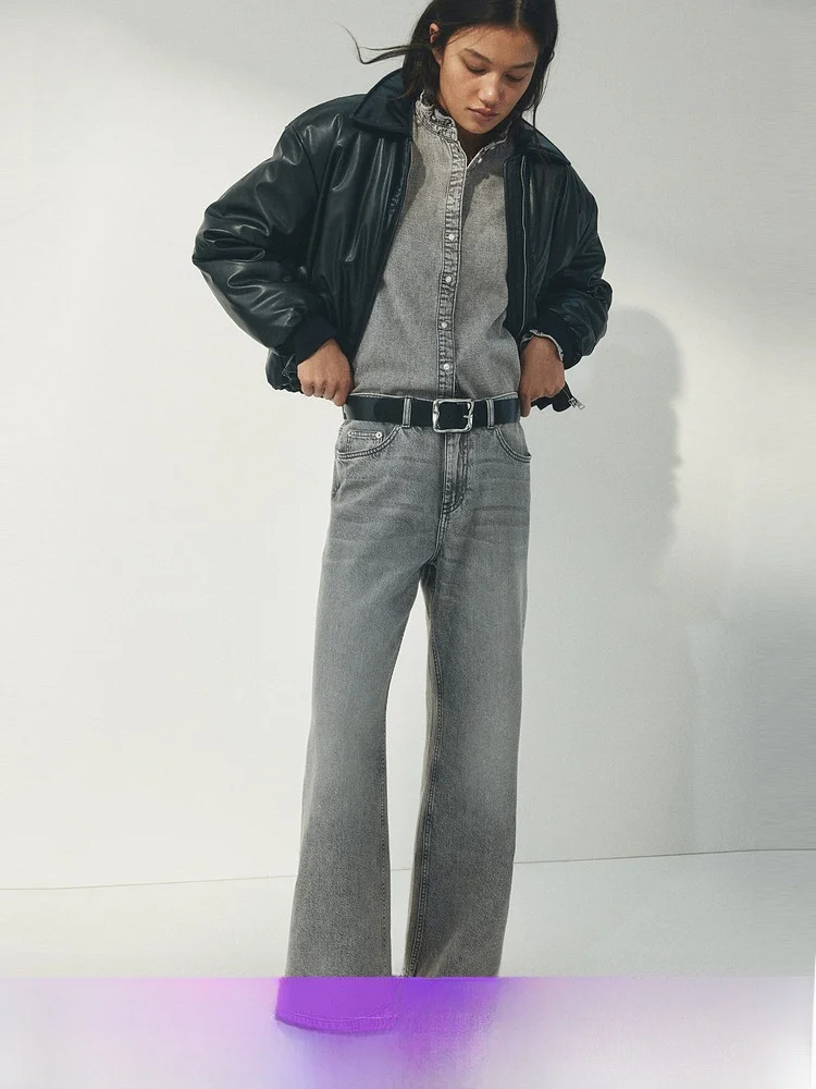 

Fashionable Loose Fit Straight Leg Denim Jeans for Women Summer 2026 New Arrival Vintage mid Waist Cotton H&M Ladies Jeans