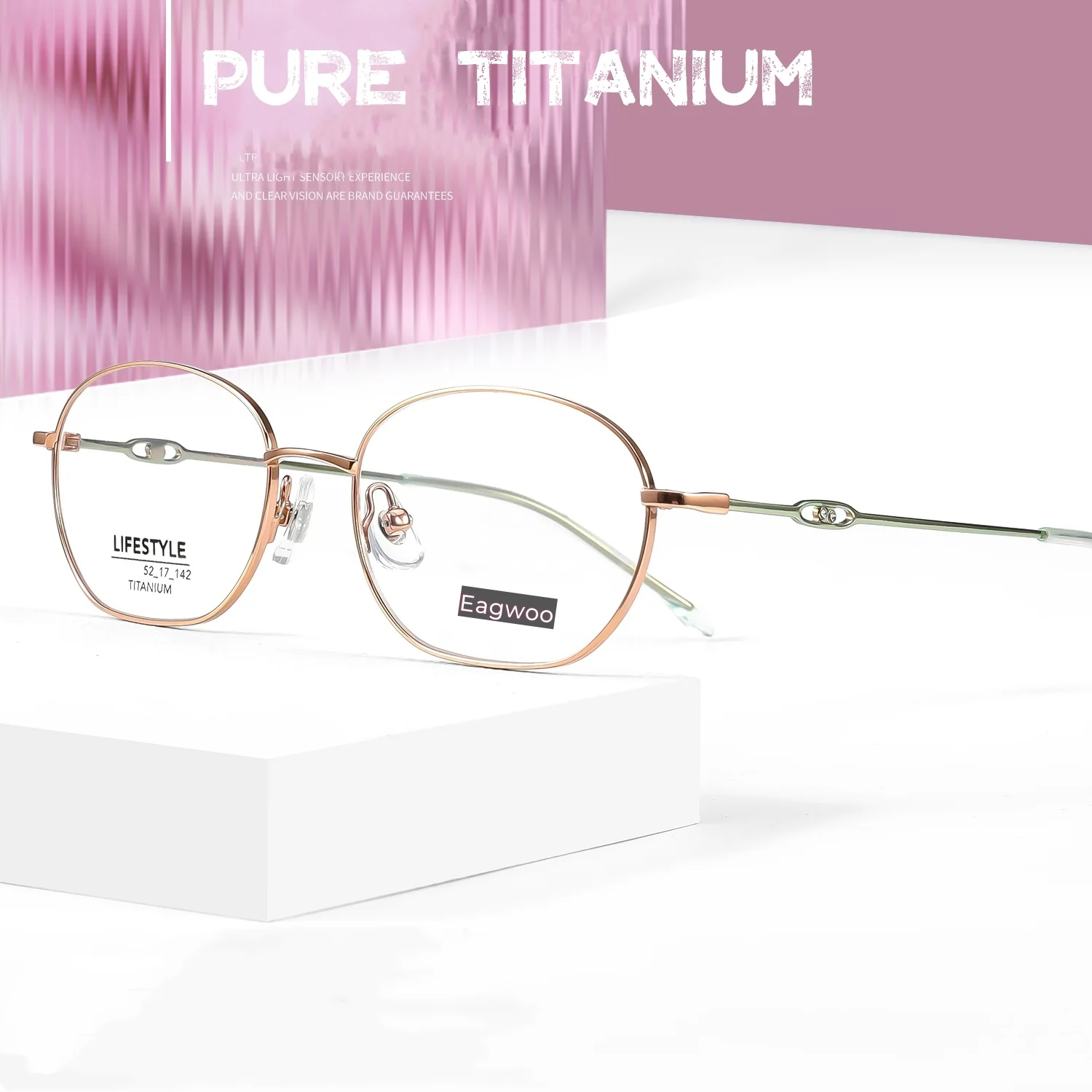 

Pure Titanium Glasses Full Rim Spectacle Prescription Eyeglasses Designed Women Optical Frame