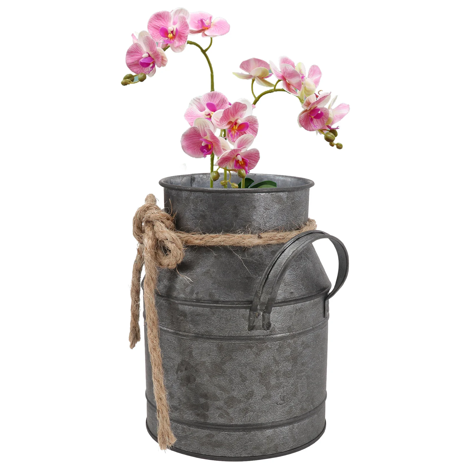 

1 pc Vintage Iron Flower Bucket Retro Metal Milk Can Planter Home Office Garden Decor Dried Flowers Vase - Rustic Farmhouse