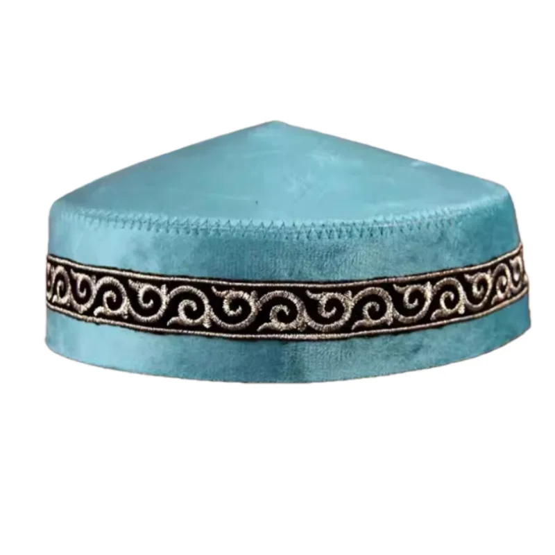 

Kazakh Style Hat Xinjiang Embroidered Hat Ethnic Minority Hat Uyghur Handmade Cross Embroider Cap Men Spring Autumn Folk Dance