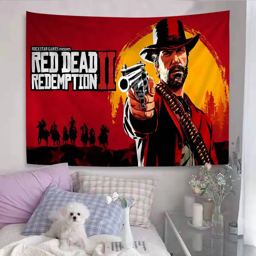 ألعاب Red Cool Dead R-Redemptions نسيج فني مطبوع ياباني قماش مزخرف جداري أنيمي ديكور منزلي للتعليق على الحائط