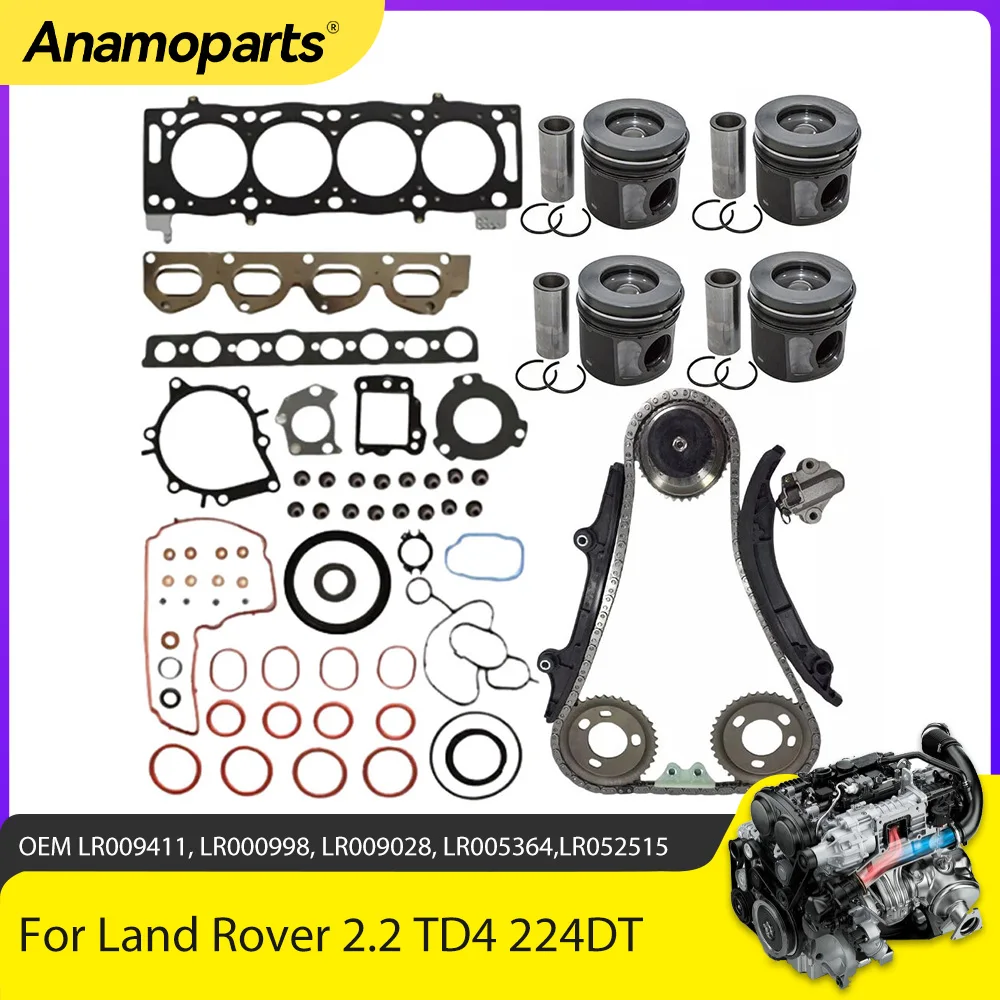 

Engine Parts Rebuild Gasket Piston Set Timing Chain Kit Fit 2.2 L L4 Diesel 224DT For Land Rover Range Evoque Jaguar L538 2.2L