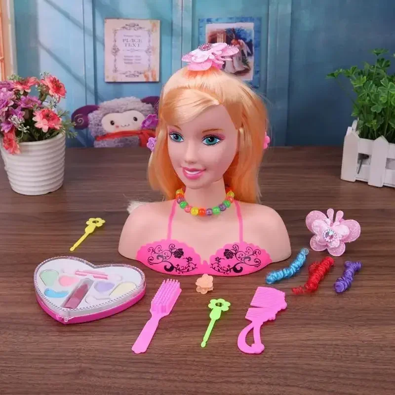 Giochi di finzione Giocattoli per bambini Principessa Vestirsi Apprendimento Belle ragazze Giocattolo Divertimento Mezzo corpo Trucco Acconciatura Bambola Testa di manichino