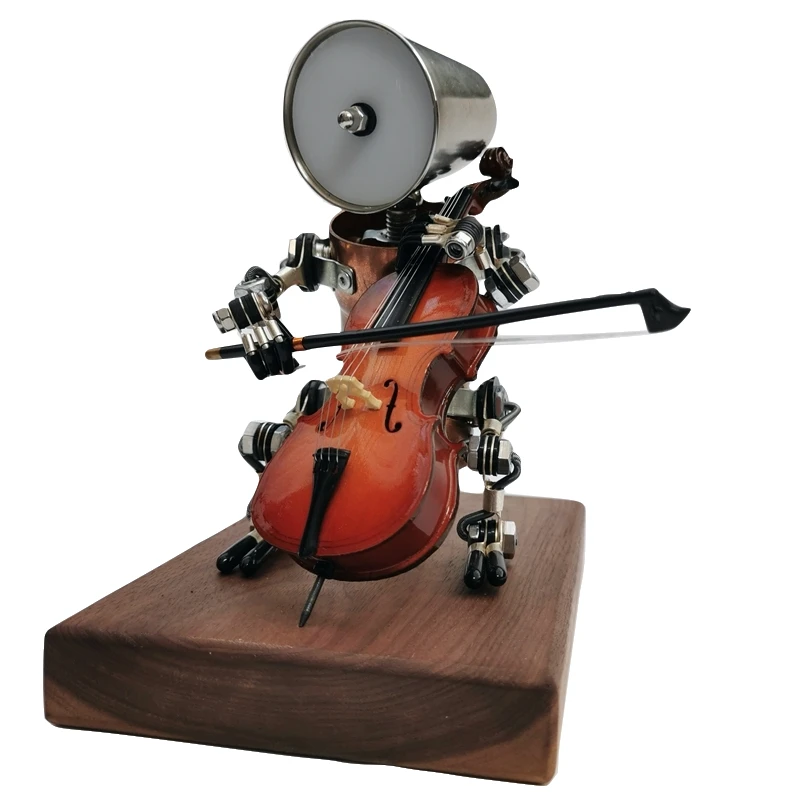 Industrial style, steam punk, handmade robot tabletop ornaments, cello, violin and musical instruments