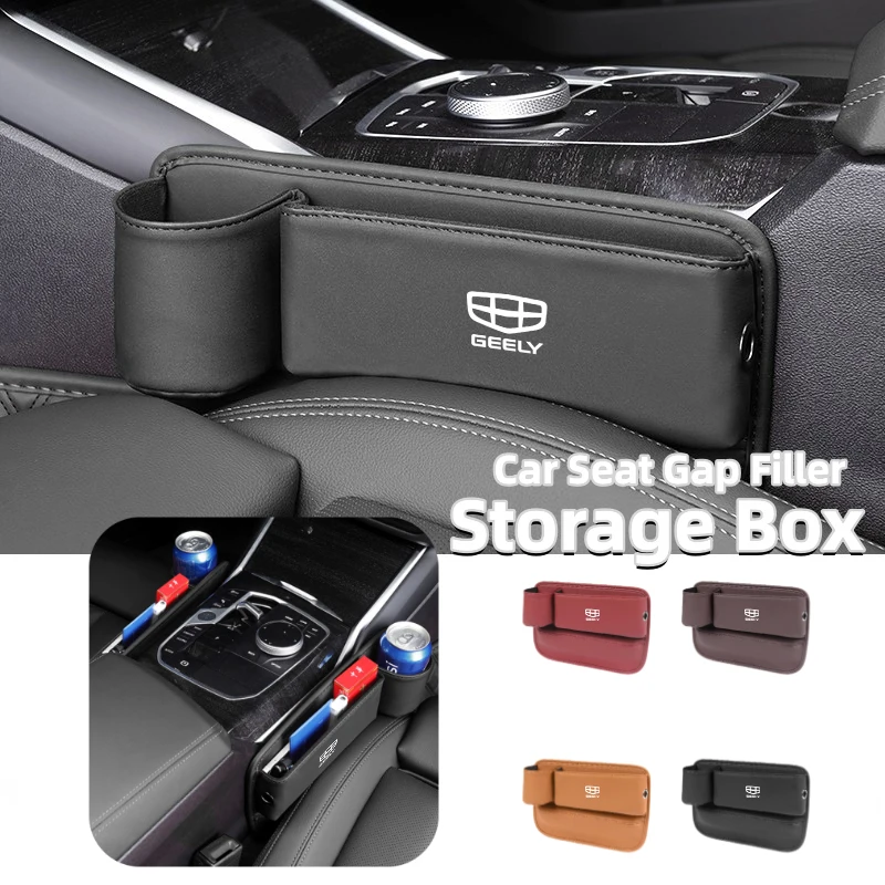 Car Storage Box Organizer Universal Seat Gap Slit Pocket For Geely Monjaro Atlas Tugella Geometry C Coolray Emgrand ec