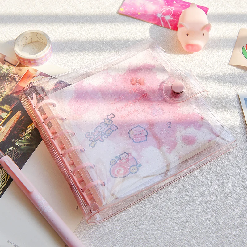 SKYSONIC Square Binder Collect Book DIY Sleeves & Notebook Refill Papers Idol Goo Card Journal Glitter Bullet Hand Book