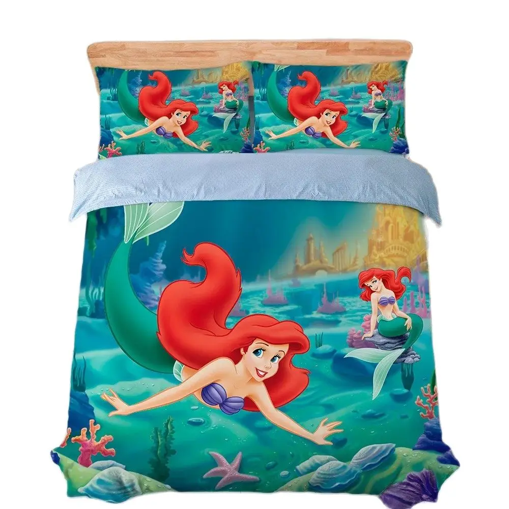 

Little Mermaid Bedding Set Cartoon 3D Printed Ariel Princess Duvet Cover Pillow Cases Quilt Cover