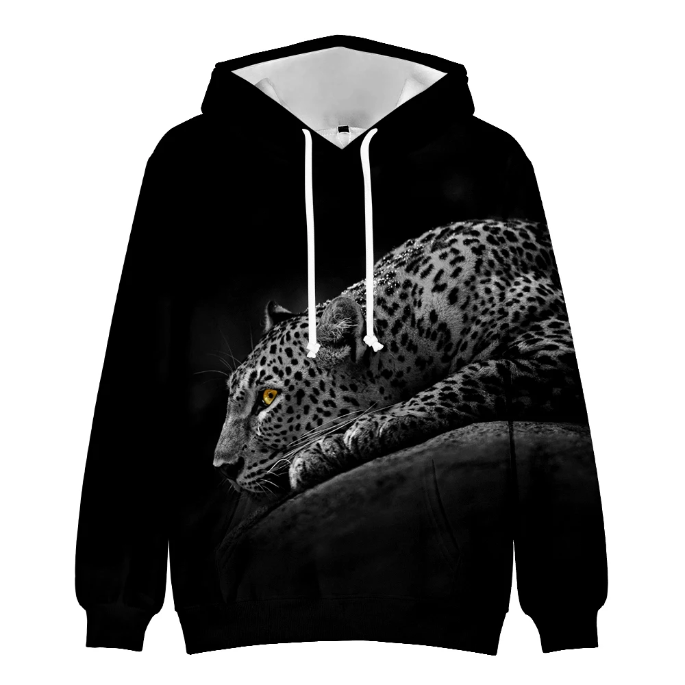 Hoodies Leopard impressos em 3D para casais, moletom com capuz para mulheres e homens, calça casual, roupa de Harajuku, roupas de animais