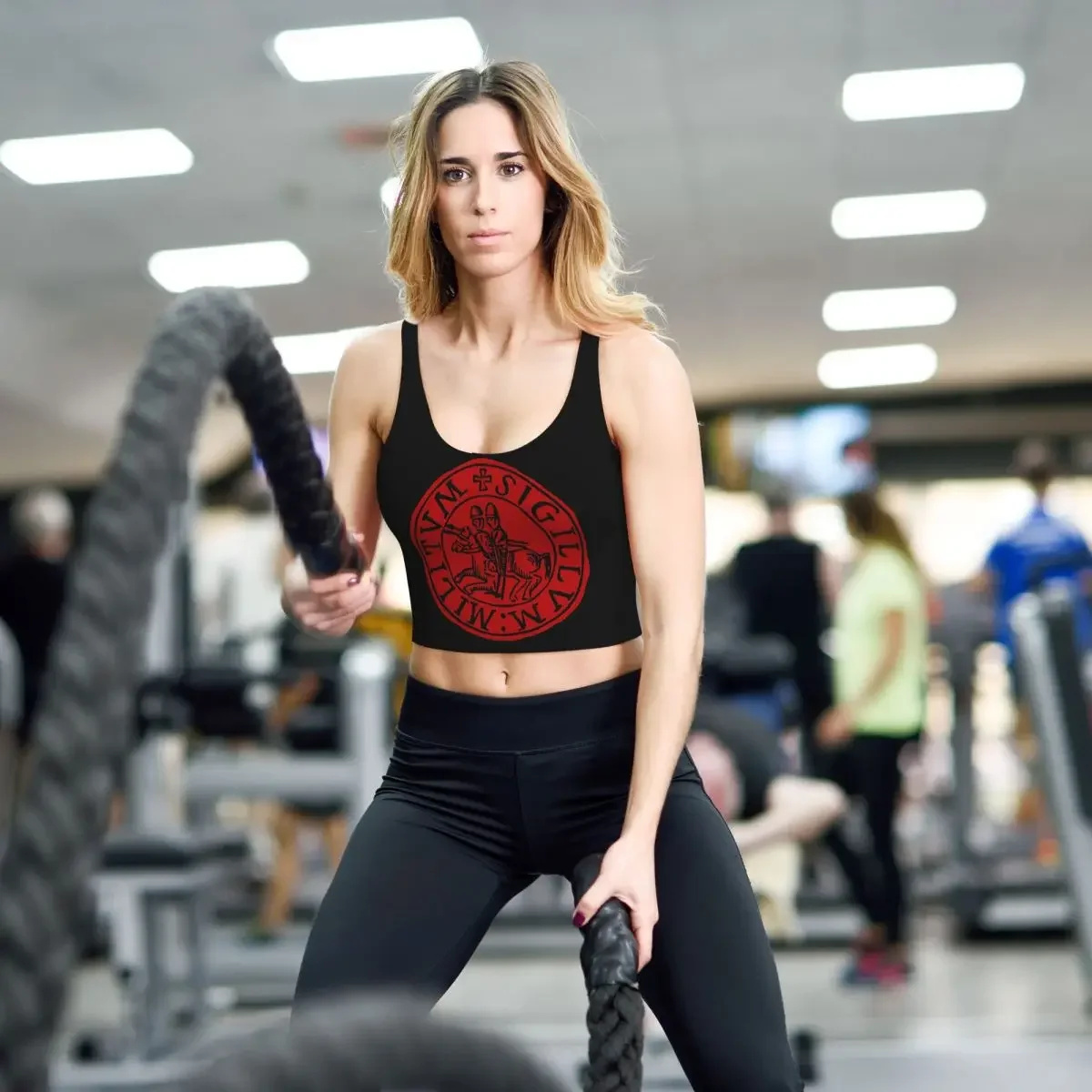 Custom Seal Of The Knights Templar Women Sports Vest Bras Gym Workout High Impact Yoga Crop Tank Tops