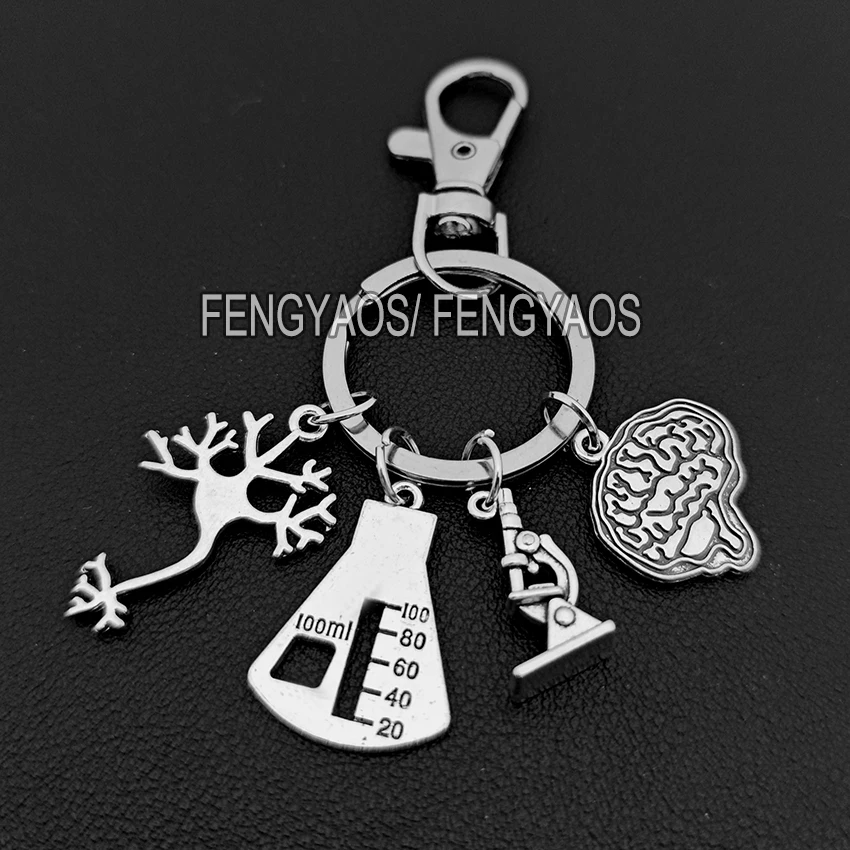 Creative Psychological Keychain Metal Psychology Key Holder for Keys Mini Microscope Key Chains Graduation Gift for Students