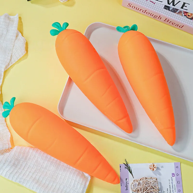 Hot Sale Giant Carrot Squeeze Toy Realistic Fruit Shape Soft Squishy Decompression Toy Portable Relax Play Toy