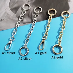 Cadena de extensión de bolso de 15Cm para bolso de mano, cadena con hebilla colgante de Metal, cadena corta dorada, plateada y negra, accesorios para bolso Diy