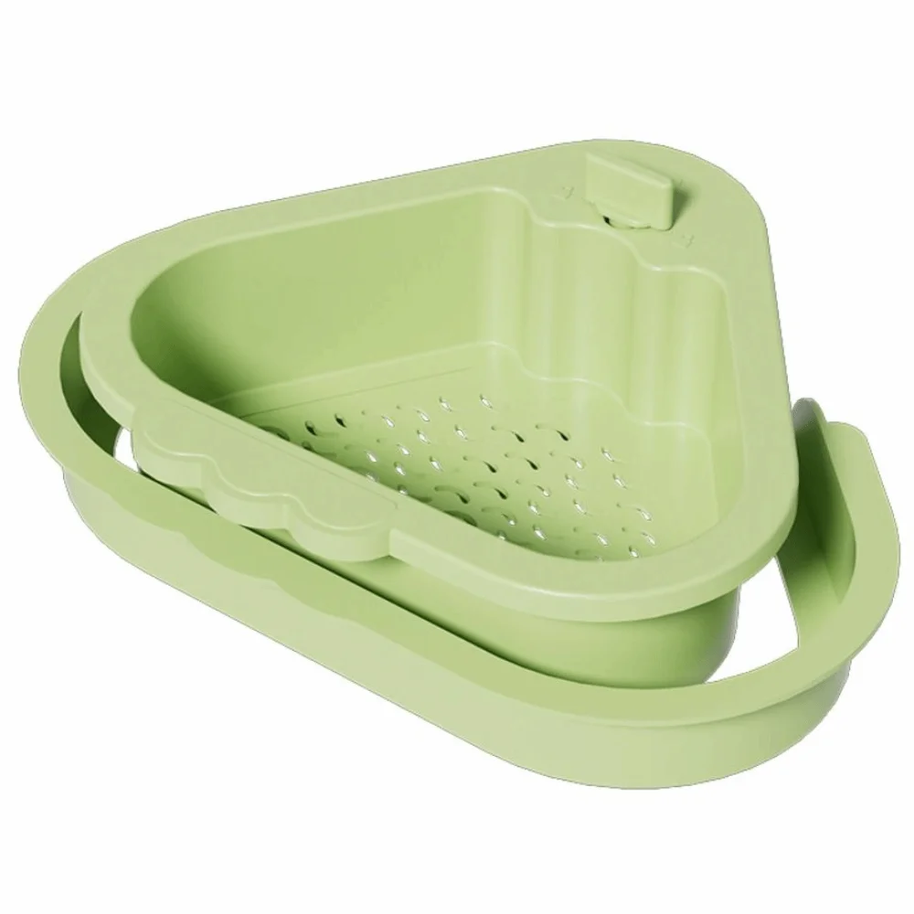 

2 in 1 Sink Strainer Basket Triangle Detachable Fruit Washing Filter Rack Self-Cleaning Creative Automatic Dumping Filter Basket
