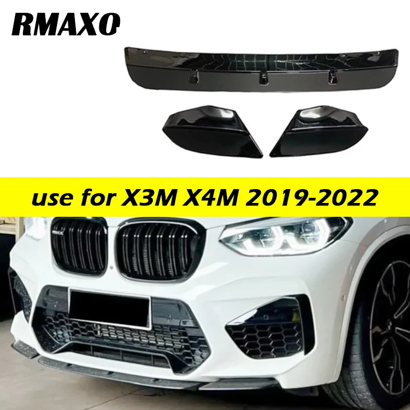 

For BMW X3M F97 X4M F98 2019-2022 3pcs front bumper lip splitter diffuser spoiler ABS gloss black body kit