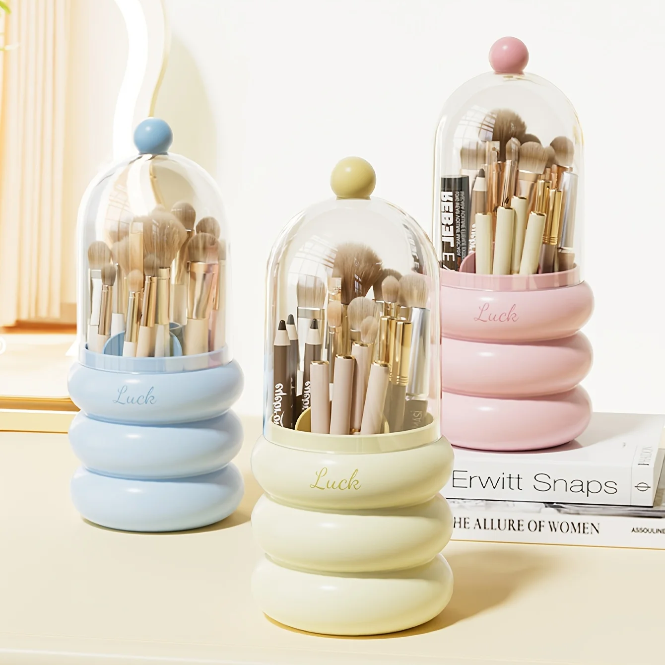 1pc Multifunctional Cosmetic Brush Storage Box - Dust-Proof Makeup Storage Container