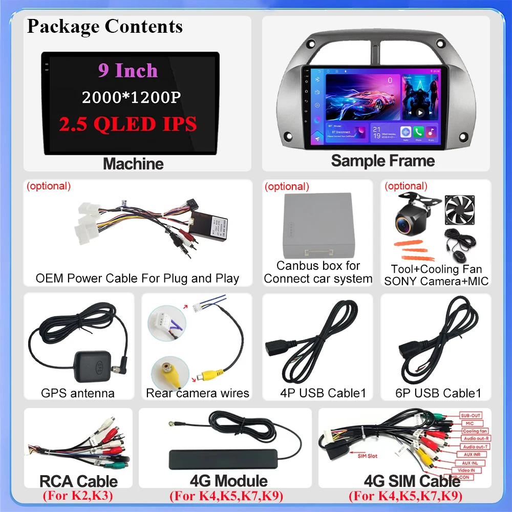 أندرويد 15 لتويوتا RAV4 RAV 4 2001 2002 2003 2004 2005 2006 Carplay راديو السيارة الوسائط المتعددة مشغل فيديو الملاحة لتحديد المواقع RDS WIFI