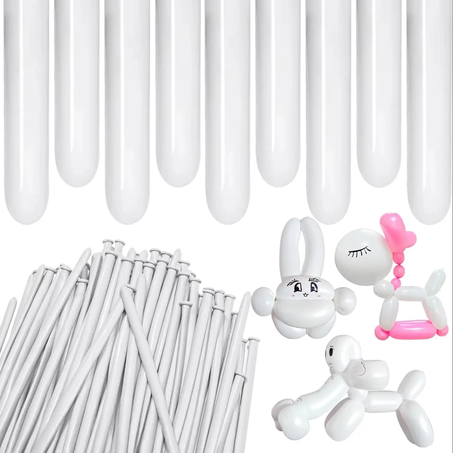 60 Stück/100 Stück 260Q weiße, matte, lange Latexballons, geeignet für Hochzeit, Geburtstag, Brautparty, Weihnachtsdekoration – Detail 9