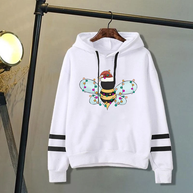 

Hot Christmas Bee Hoodies Women Men Fashion Personality Pullover Hooded Casual Long Sleeve Sweatshirts Tops