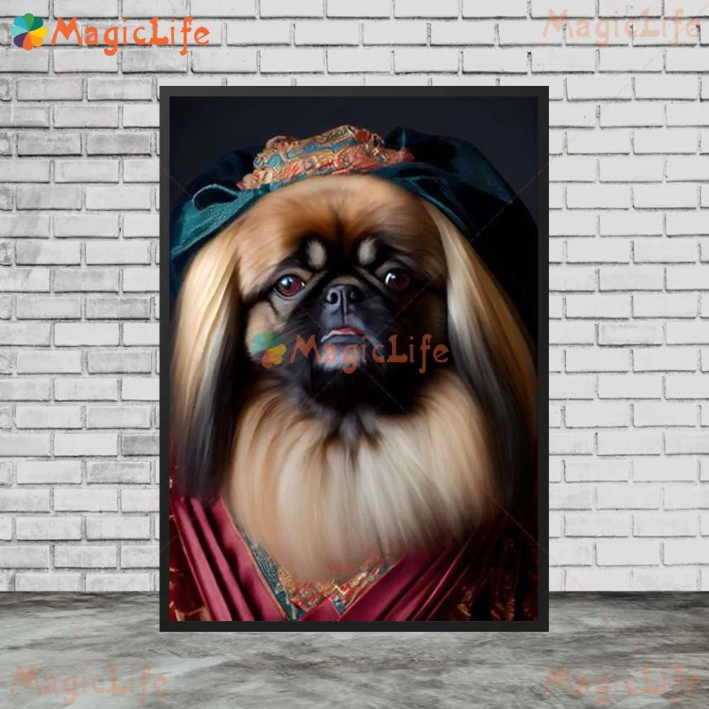 Vintage Dog Portrait Renaissance Dress Wall Pictures For Living Room Nordic Poster Wall Art Canvas Painting Home Decor Unframed