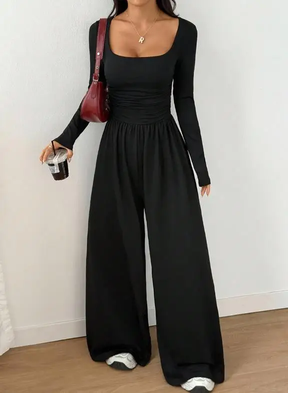 

Осень/зима 2022, элегантные новые модные повседневные комбинезоны, сексуальные черные боди с длинными рукавами, женские брюки