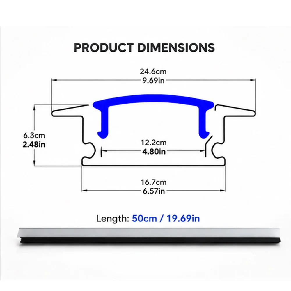 LED Aluminum profile 0.5m 10pcs W shape Corner for 5050 2835 LED Strip Bar Lamp channel Holder White/Black Cover
