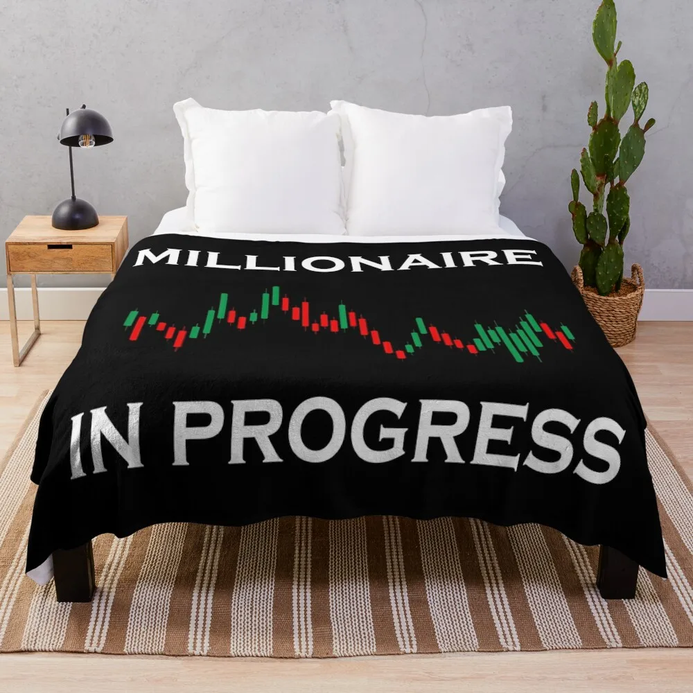 

Millionaire In Progress Daytrader Trader Trading Throw Blanket Bed covers furry Multi-Purpose