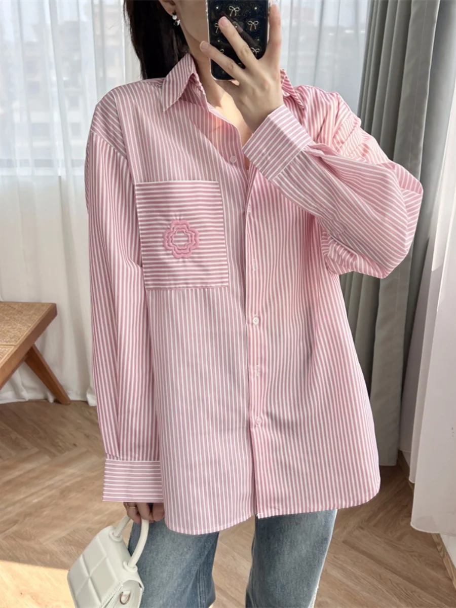 Self portrait dress Fake two-piece lace up dress with sweet pink stripes embroidered dress logo, casual and fashionable