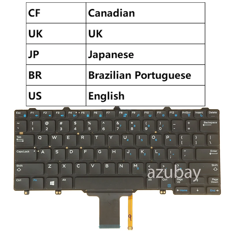 Laptop Keyboard for Dell 03P2DR 0N6PY7 SN7240BL 0N13DK 044K3X NSK-LMABC UK US Canadian Japanese Brazilian Portuguese,Backlit