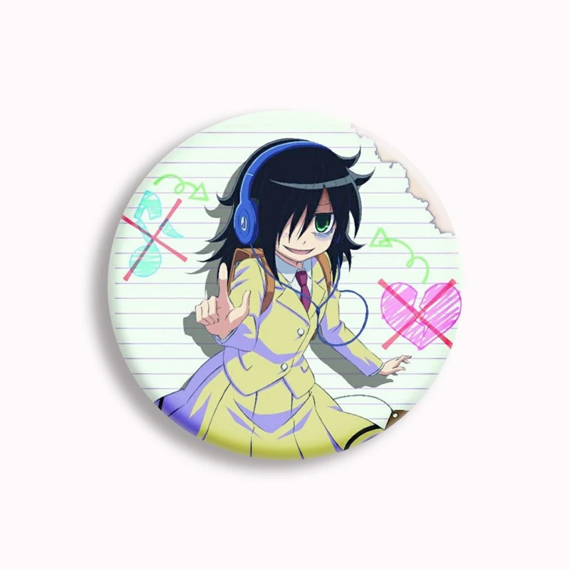 Watamote Tomoko Kuroki Backrooms Button Pin Danemark ge, Anime, Dakimakura Brooch, Bag Accessrespiration, Decor, Friends Gifts