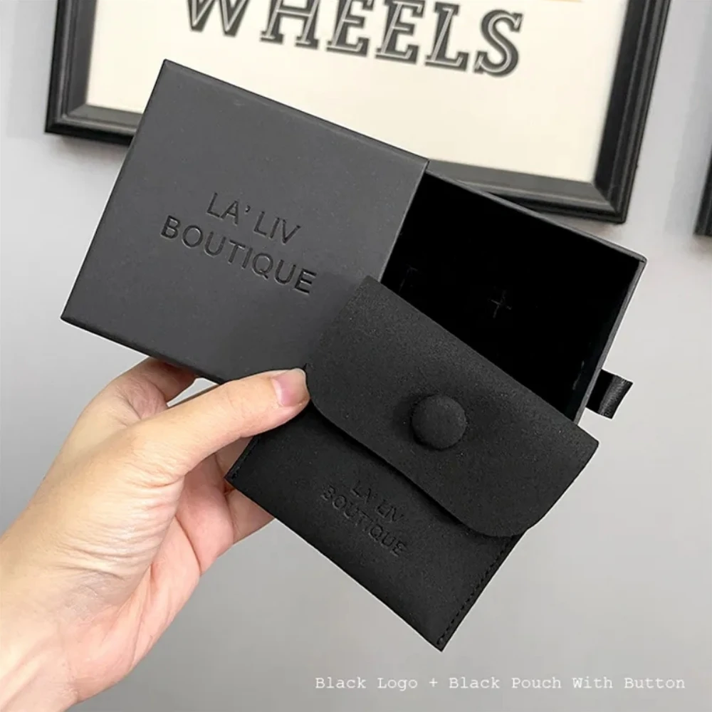 50Pcs Custom White Paper Jewelry Boxes, Small Jewelry Packaging Drawer Box, Jewelry Pouch Gift Bag with Logo or Name for Wedding